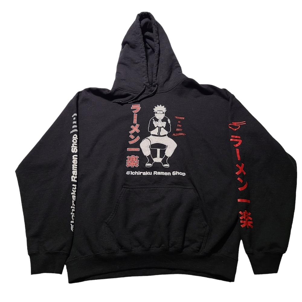 Naruto Sweater Hoodie Size Small Black Pullover Long Sleeve RAMEN SHOP Anime